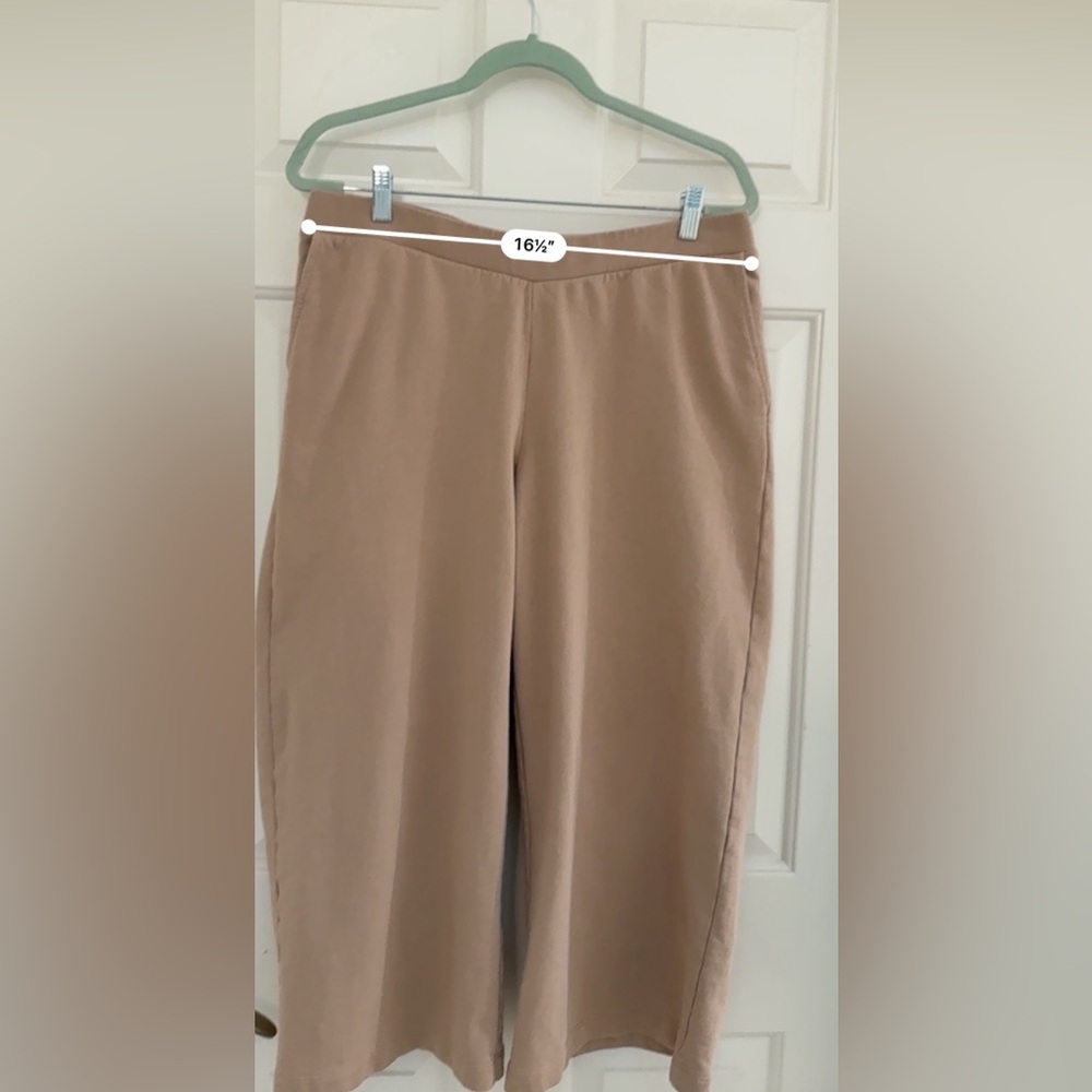 J.Jill Wide Leg Cropped Ankle Tan/camel Organic Cotton Womens Size M petite - Picture 6 of 12